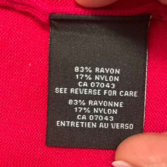 Joan Vass Fuchsia Red Cardigan Sweater Shawl Collar Pockets with Gold Zipper SzS - Picture 9 of 12